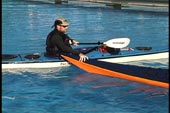 kayak and paddler upright