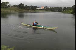 Derek setting up for the extended paddle sweep