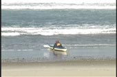 Paddler in correct position ready to launch 